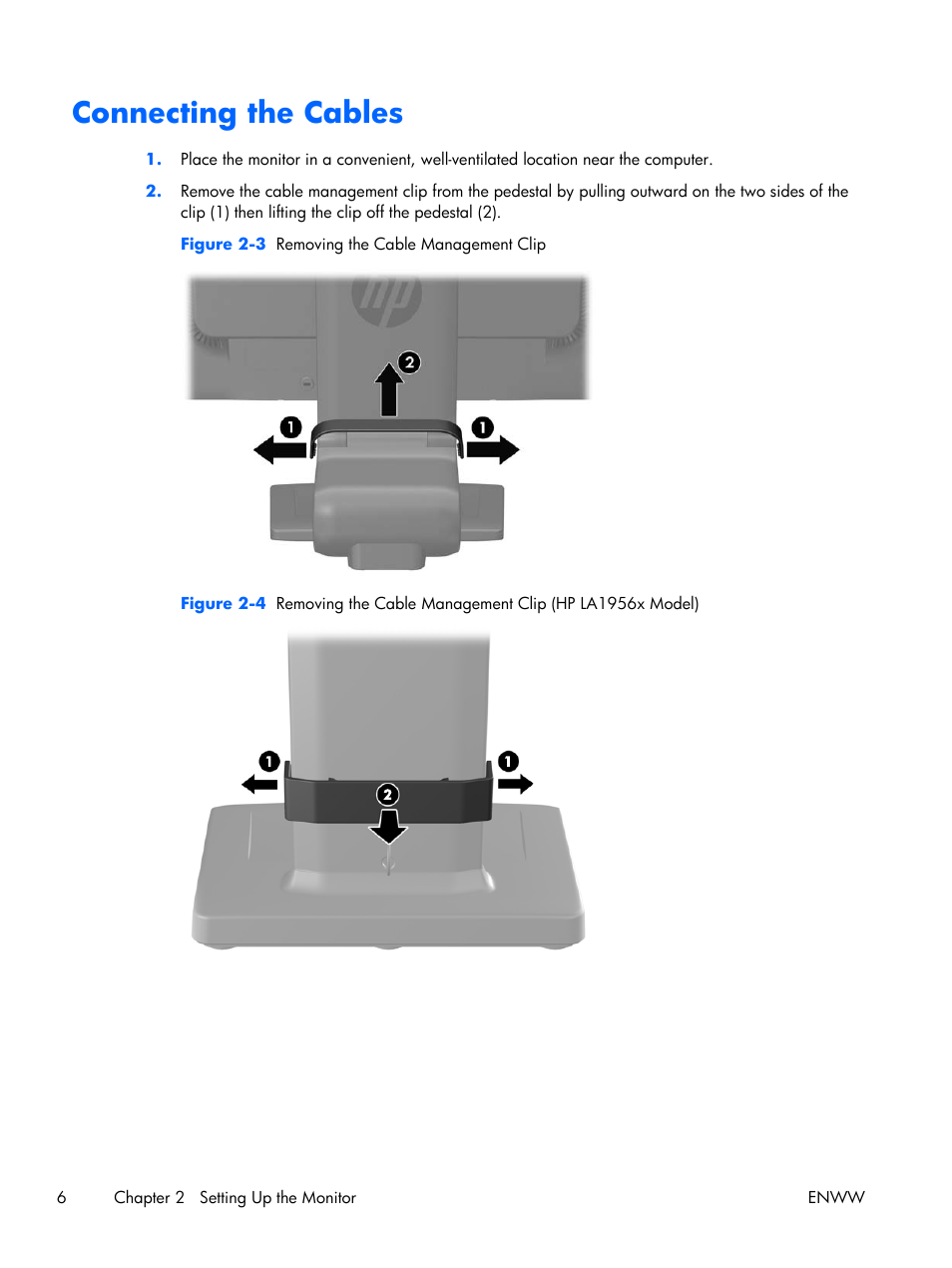 Connecting the cables | HP Compaq LA2306x 23-inch LED Backlit LCD Monitor User Manual | Page 12 / 33