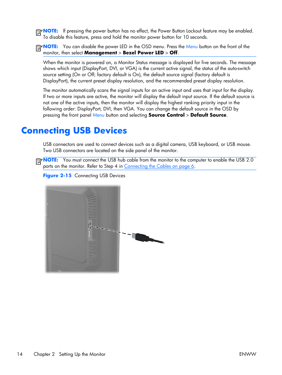 Connecting usb devices | HP Compaq LA2306x 23-inch LED Backlit LCD Monitor User Manual | Page 20 / 33
