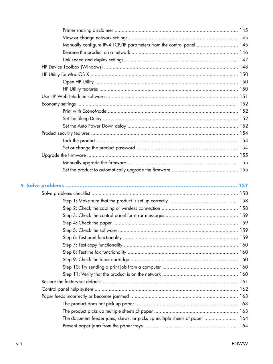 HP LaserJet Pro M521 Multifunction Printer series User Manual | Page 10 / 256