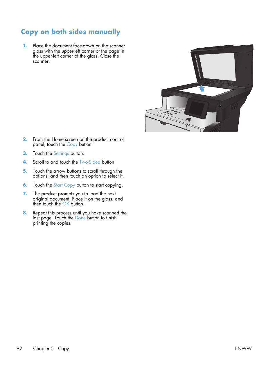 Copy on both sides manually | HP LaserJet Pro M521 Multifunction Printer series User Manual | Page 106 / 256