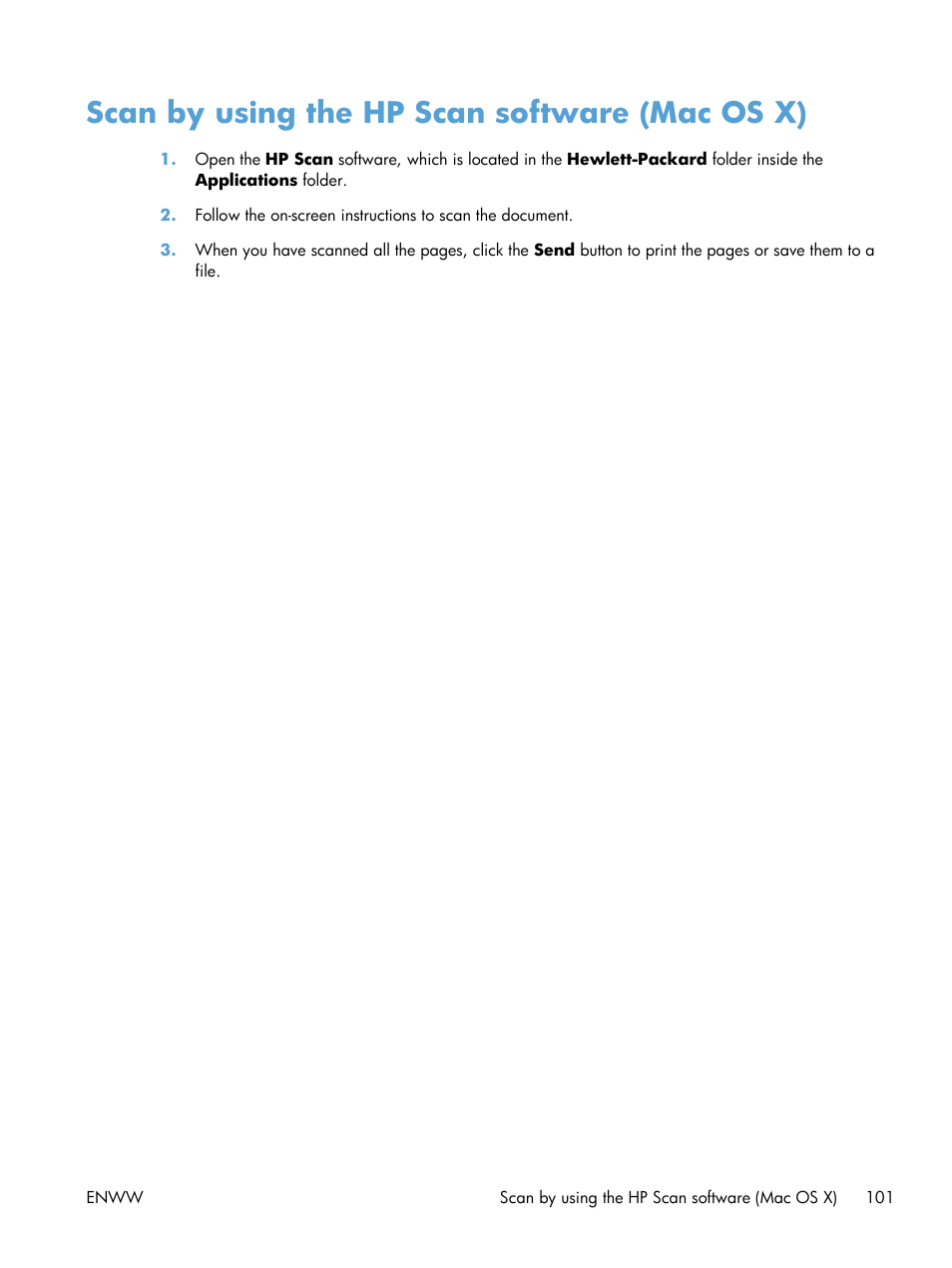 Scan by using the hp scan software (mac os x) | HP LaserJet Pro M521 Multifunction Printer series User Manual | Page 115 / 256