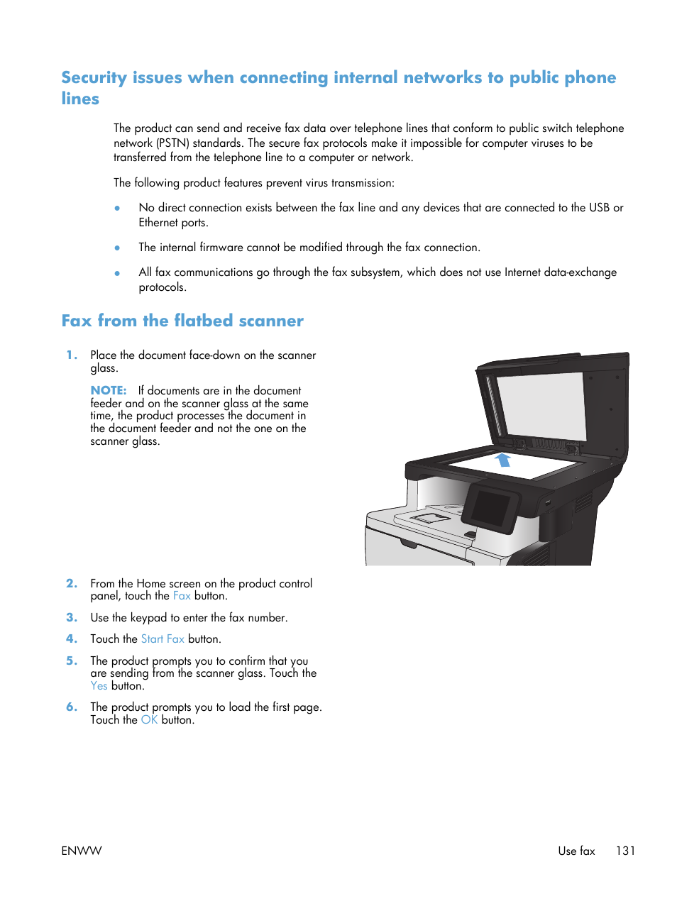 Fax from the flatbed scanner | HP LaserJet Pro M521 Multifunction Printer series User Manual | Page 145 / 256
