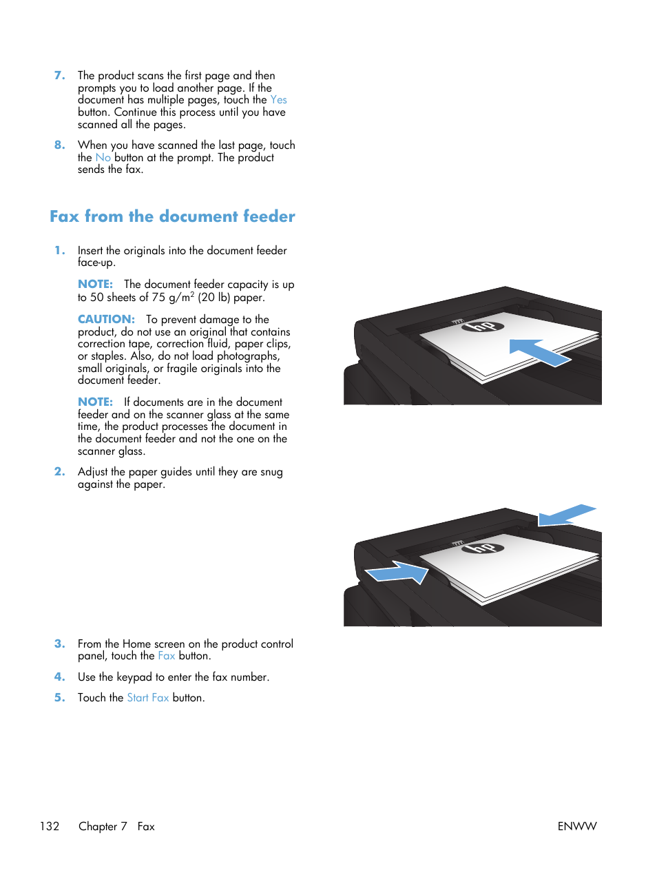 Fax from the document feeder | HP LaserJet Pro M521 Multifunction Printer series User Manual | Page 146 / 256