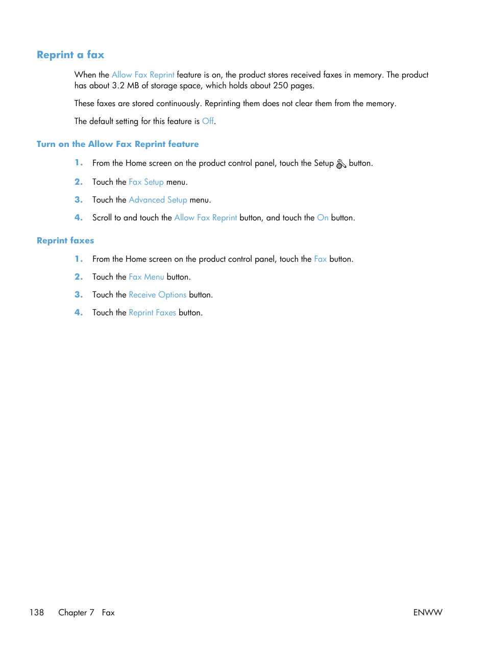 Reprint a fax | HP LaserJet Pro M521 Multifunction Printer series User Manual | Page 152 / 256