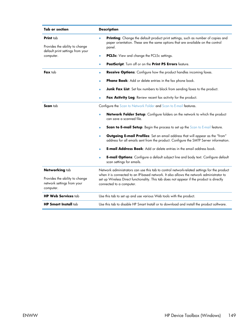 Enww hp device toolbox (windows) 149 | HP LaserJet Pro M521 Multifunction Printer series User Manual | Page 163 / 256