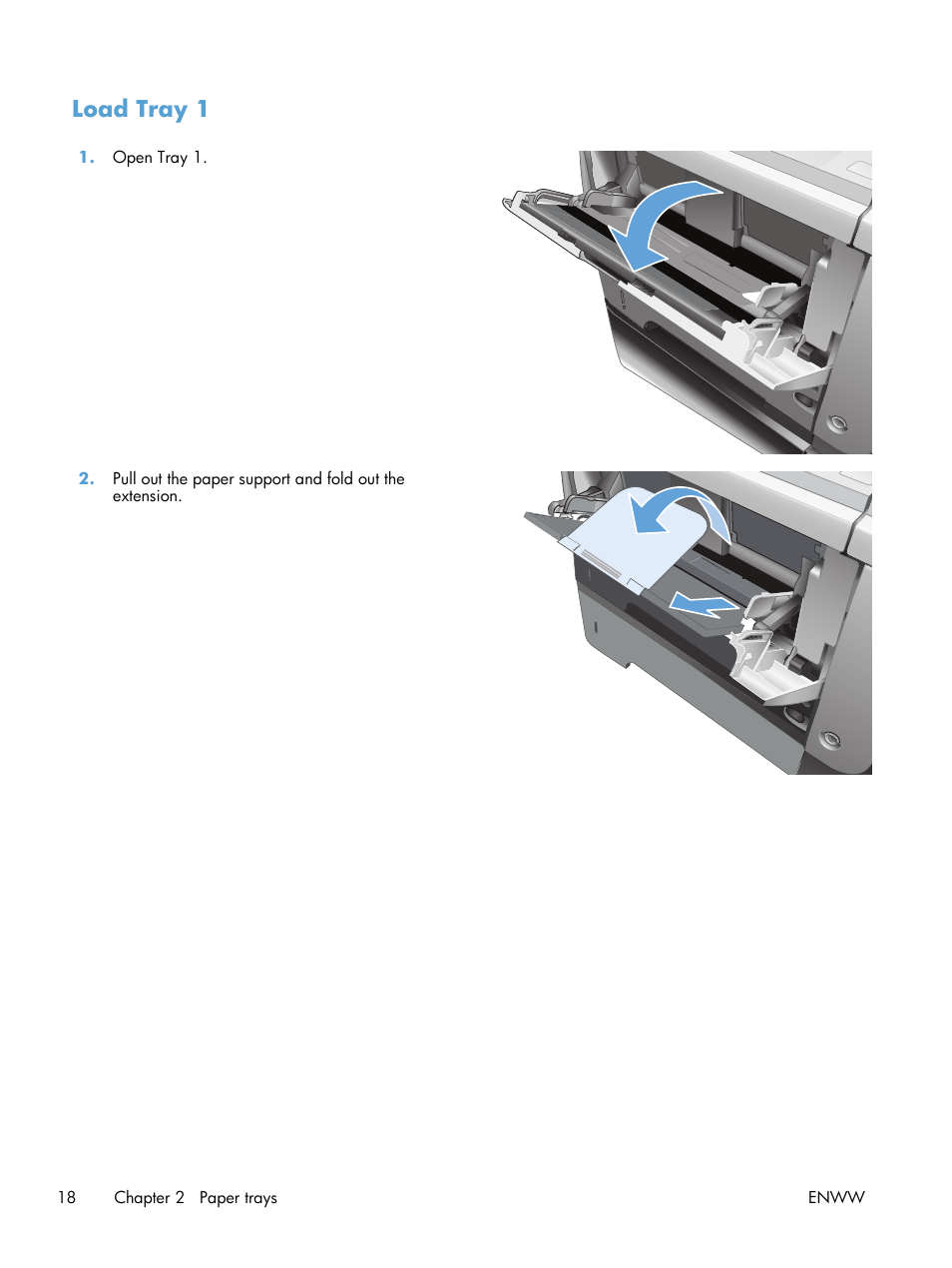 Load tray 1 | HP LaserJet Pro M521 Multifunction Printer series User Manual | Page 32 / 256