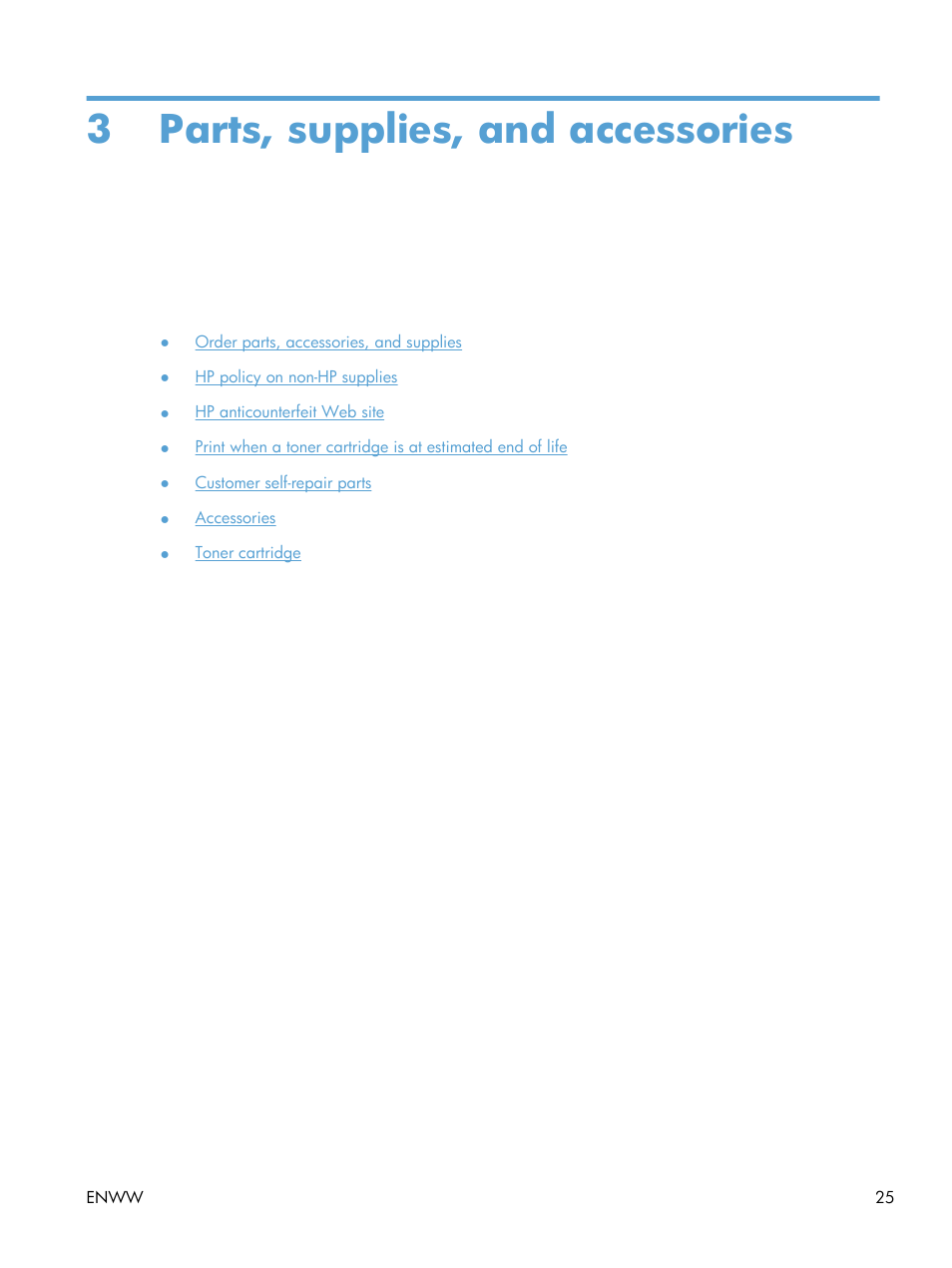 Parts, supplies, and accessories, 3 parts, supplies, and accessories | HP LaserJet Pro M521 Multifunction Printer series User Manual | Page 39 / 256