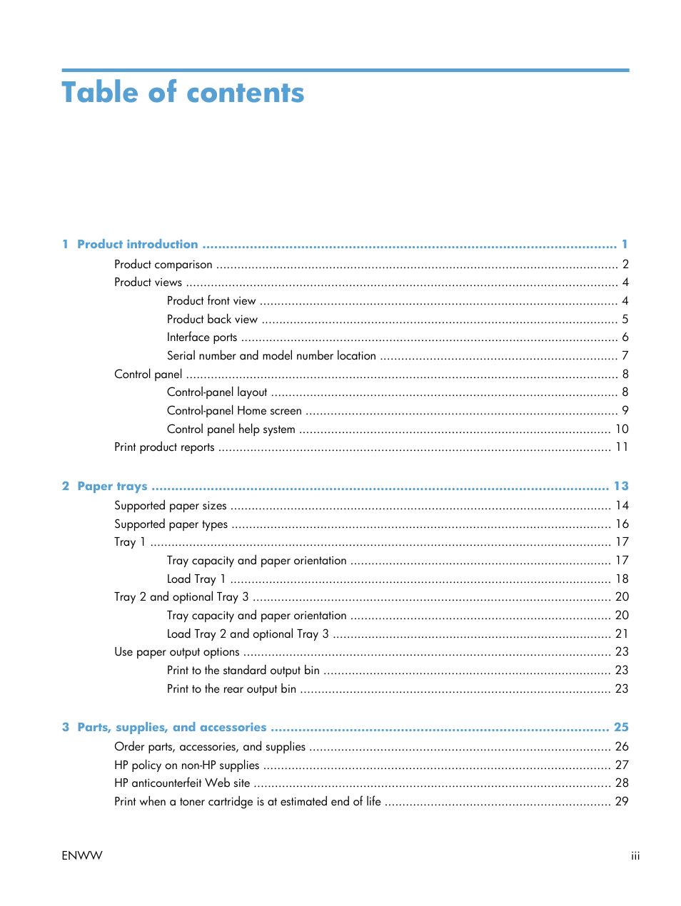 HP LaserJet Pro M521 Multifunction Printer series User Manual | Page 5 / 256