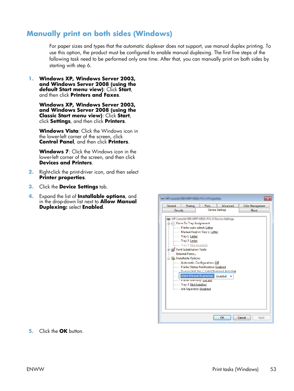 Manually print on both sides (windows) | HP LaserJet Pro M521 Multifunction Printer series User Manual | Page 67 / 256