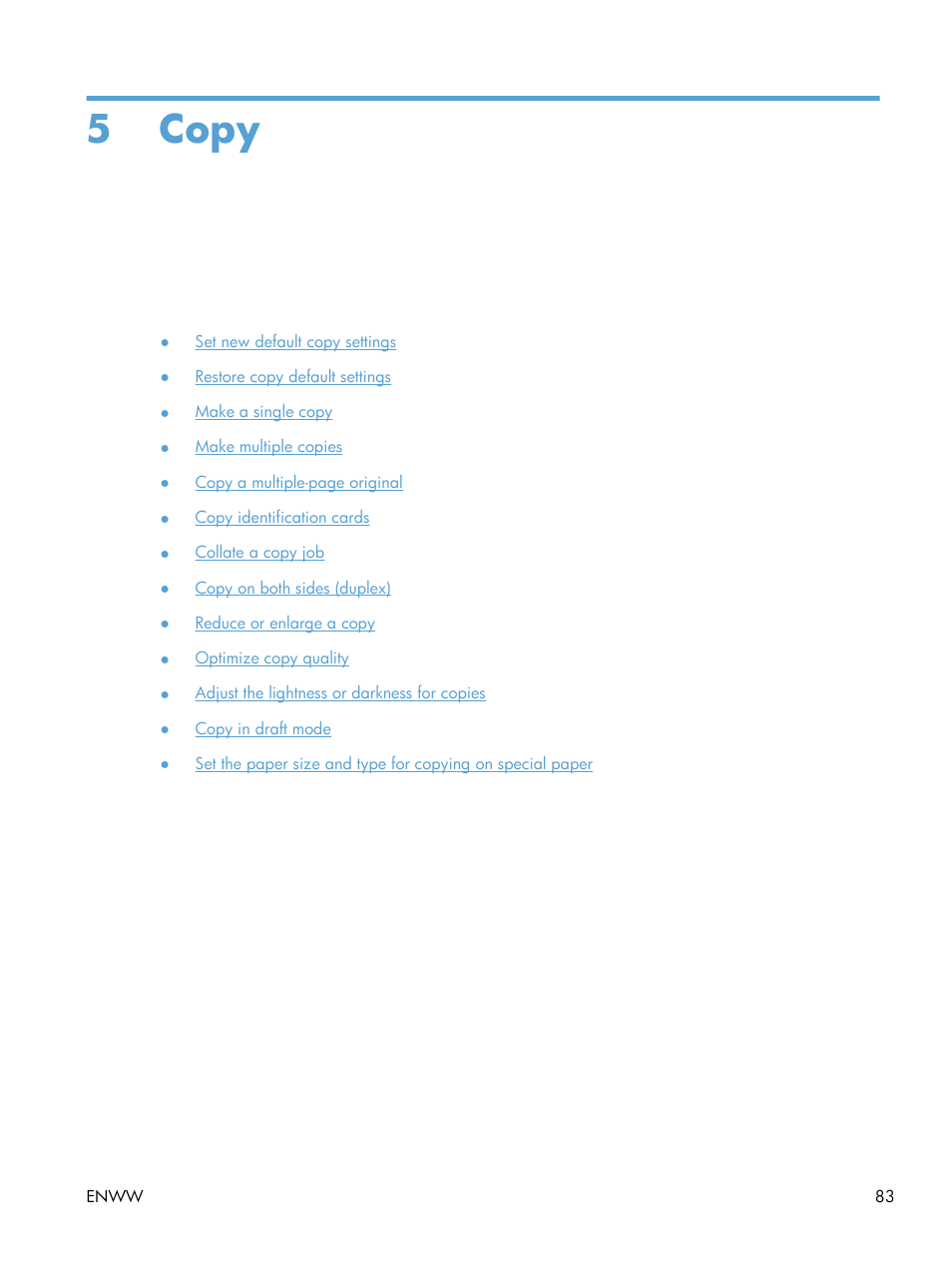 Copy, 5 copy | HP LaserJet Pro M521 Multifunction Printer series User Manual | Page 97 / 256