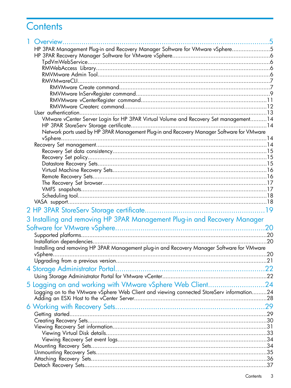 HP 3PAR Application Software Suite for VMware User Manual | Page 3 / 69