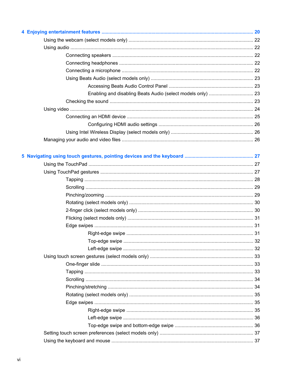 HP ENVY 15-j181nr Notebook PC User Manual | Page 6 / 90