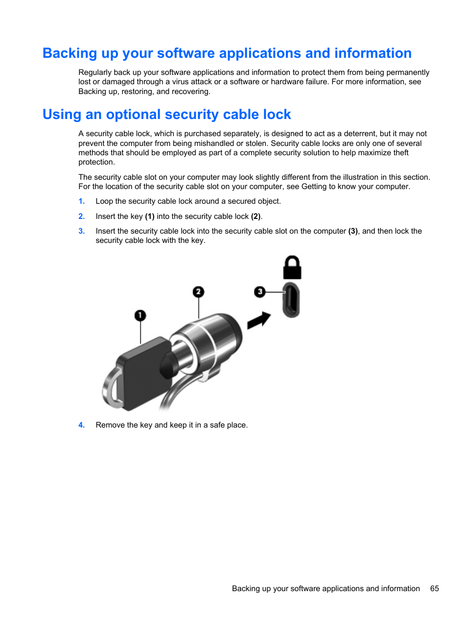 Using an optional security cable lock | HP ENVY 15-j181nr Notebook PC User Manual | Page 75 / 90