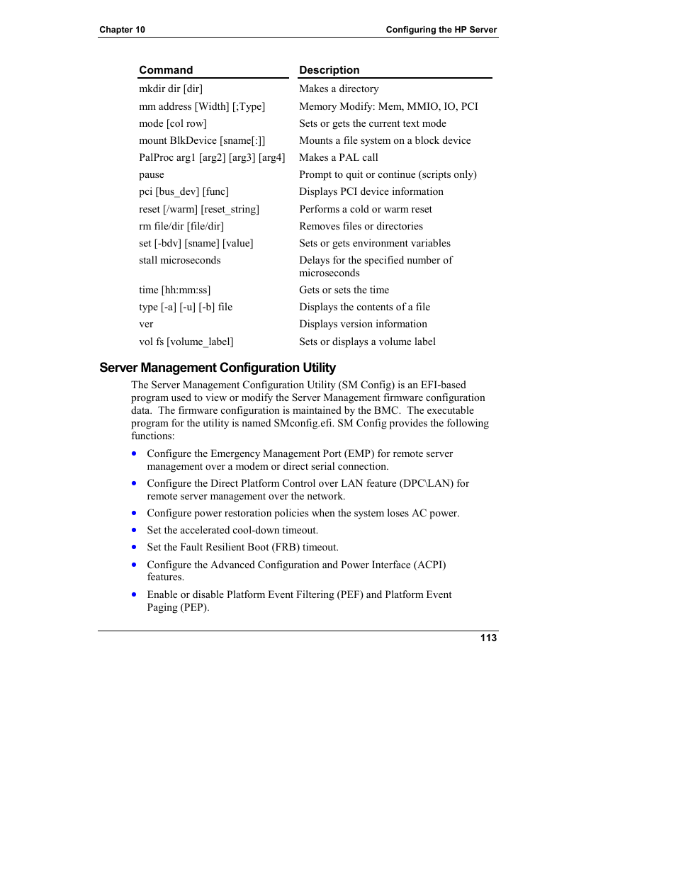 Server management configuration utility | HP Integrity rx4610 Server User Manual | Page 121 / 249