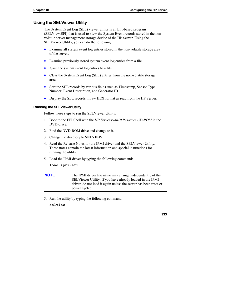 Using the selviewer utility | HP Integrity rx4610 Server User Manual | Page 141 / 249