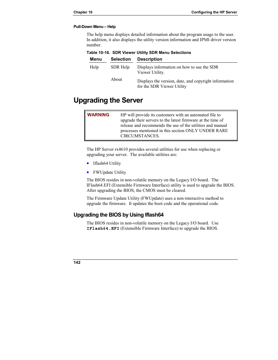 Upgrading the server, Upgrading the bios by using iflash64 | HP Integrity rx4610 Server User Manual | Page 150 / 249