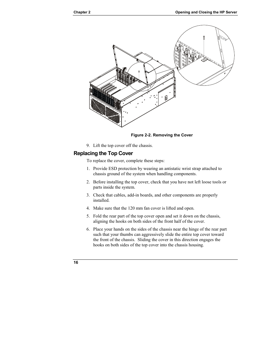 Replacing the top cover | HP Integrity rx4610 Server User Manual | Page 24 / 249