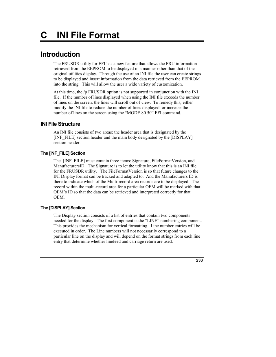 C ini file format, Introduction, Ini file structure | Ini file format | HP Integrity rx4610 Server User Manual | Page 241 / 249