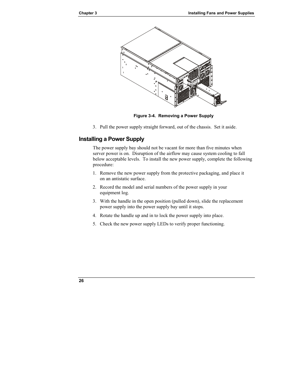 Installing a power supply | HP Integrity rx4610 Server User Manual | Page 34 / 249