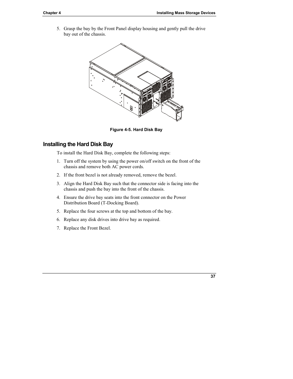 Installing the hard disk bay | HP Integrity rx4610 Server User Manual | Page 45 / 249