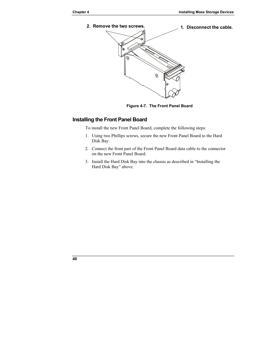 Installing the front panel board | HP Integrity rx4610 Server User Manual | Page 48 / 249