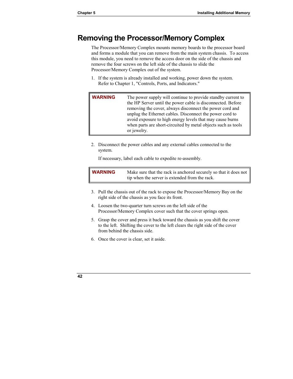 Removing the processor/memory complex | HP Integrity rx4610 Server User Manual | Page 50 / 249