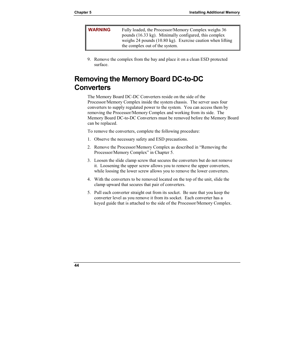 Removing the memory board dc-to-dc converters | HP Integrity rx4610 Server User Manual | Page 52 / 249