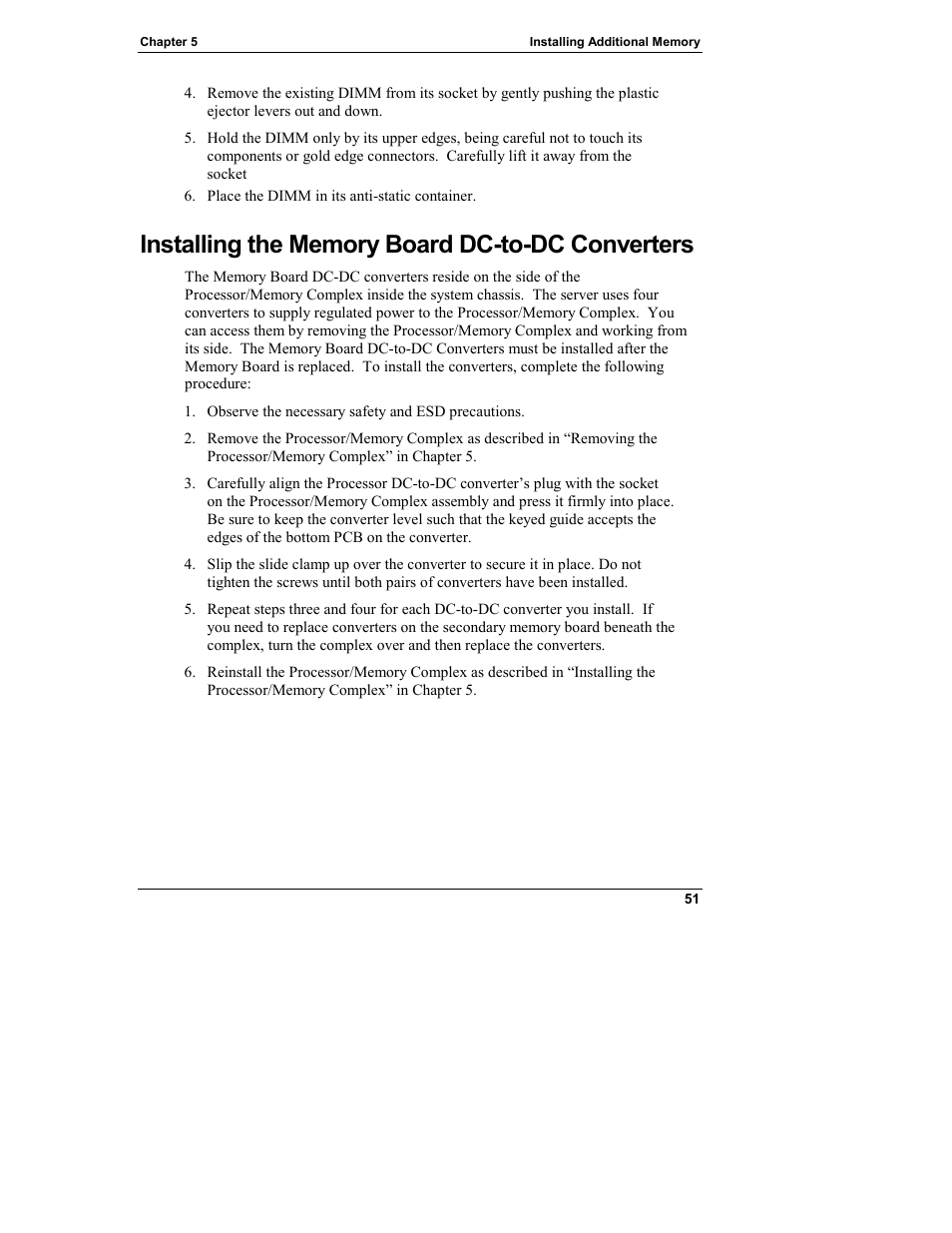 Installing the memory board dc-to-dc converters | HP Integrity rx4610 Server User Manual | Page 59 / 249