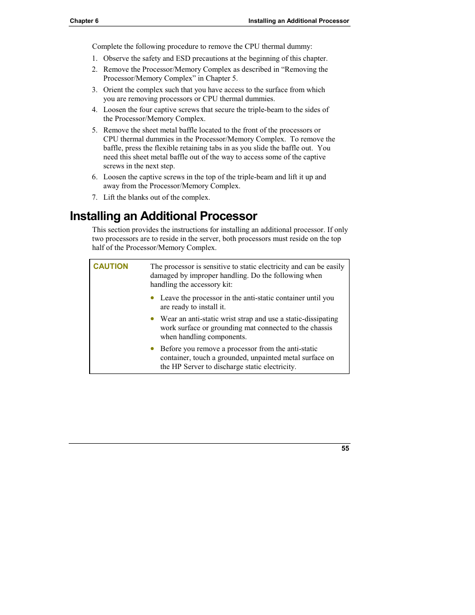 Installing an additional processor | HP Integrity rx4610 Server User Manual | Page 63 / 249