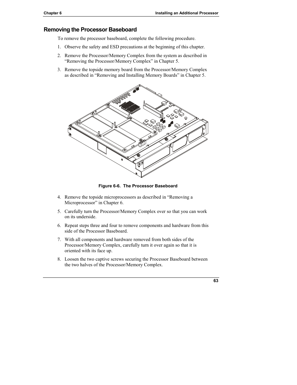 Removing the processor baseboard | HP Integrity rx4610 Server User Manual | Page 71 / 249