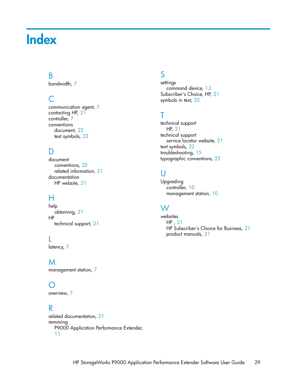 Index | HP XP P9000 Application Performance Extender Software User Manual | Page 29 / 32