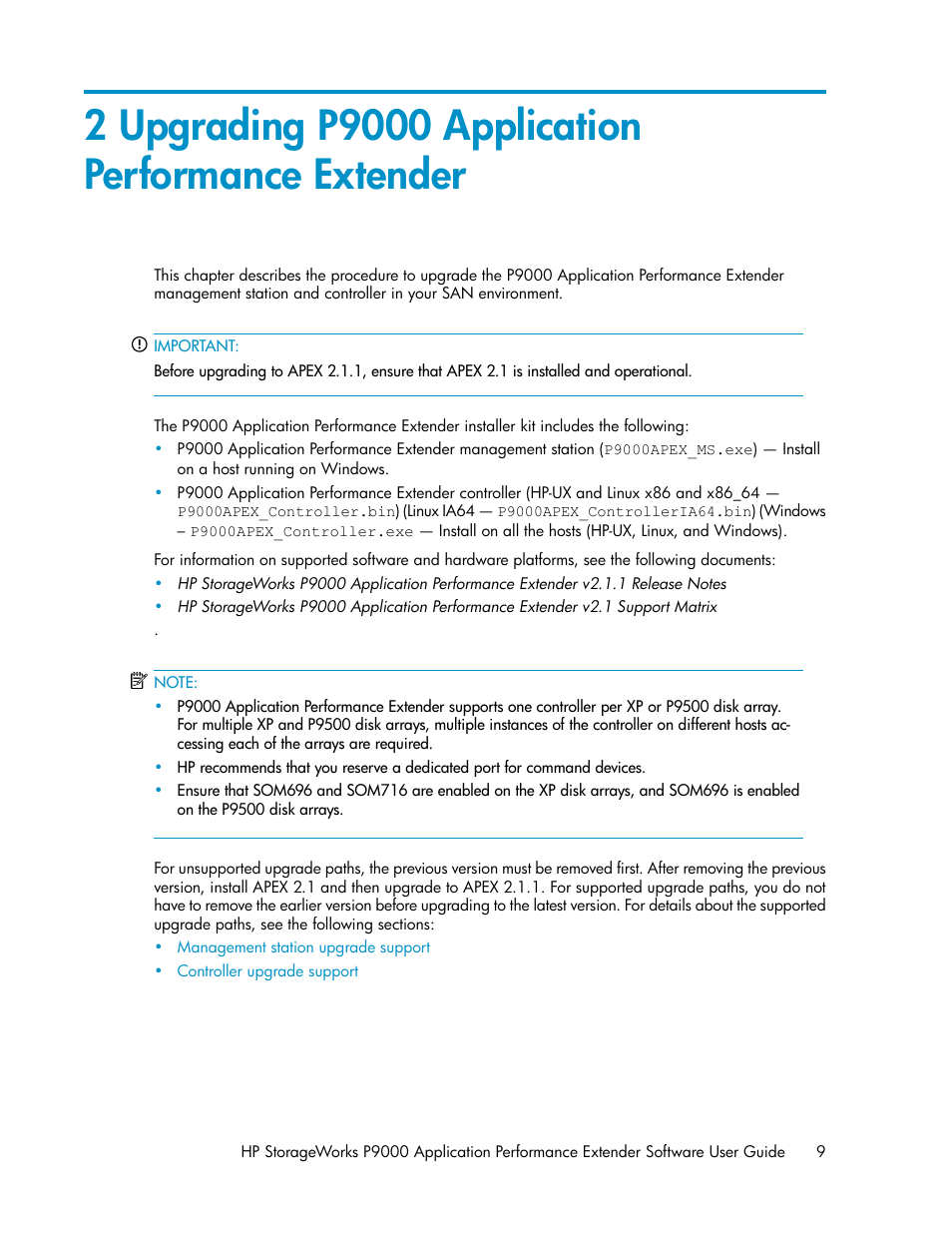 2 upgrading p9000 application performance extender | HP XP P9000 Application Performance Extender Software User Manual | Page 9 / 32