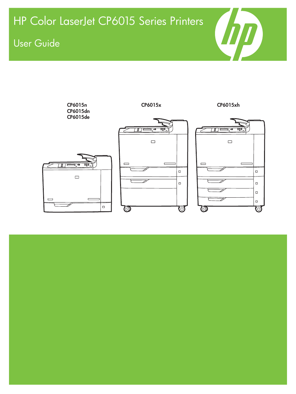 HP Color LaserJet CP6015 Printer series User Manual | 308 pages