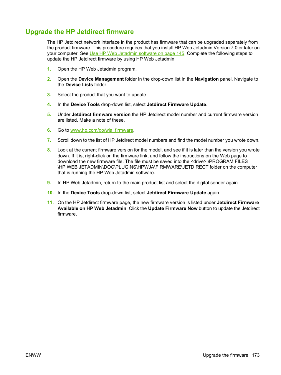 Upgrade the hp jetdirect firmware | HP Color LaserJet CP6015 Printer series User Manual | Page 187 / 308