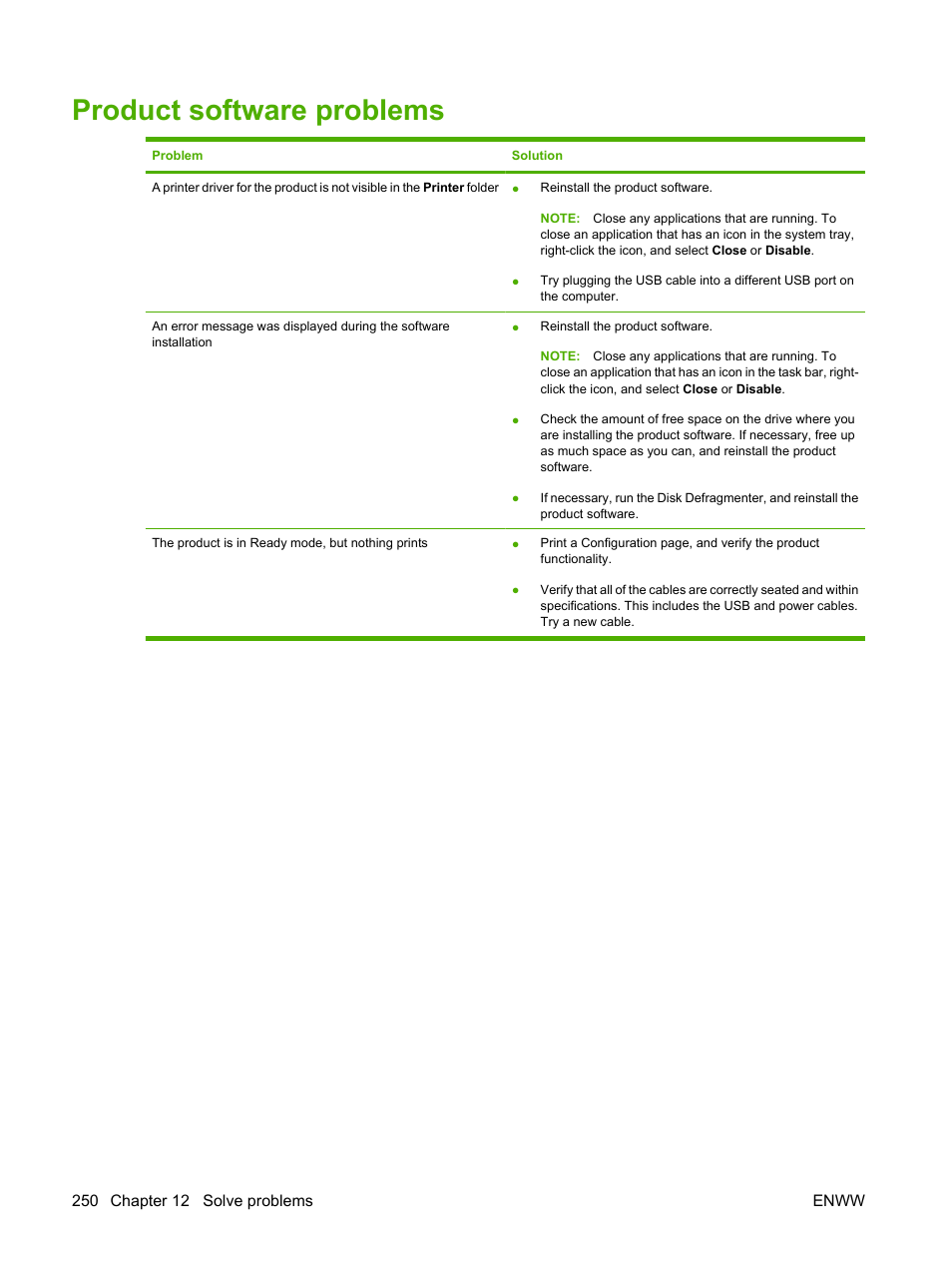 Product software problems | HP Color LaserJet CP6015 Printer series User Manual | Page 264 / 308