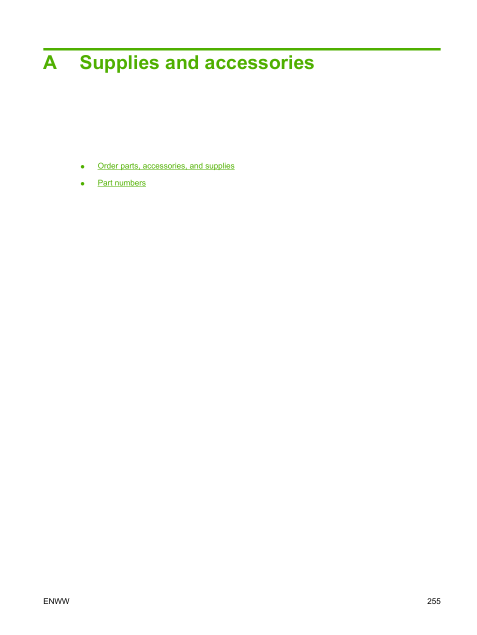 Supplies and accessories, Appendix a supplies and accessories, Asupplies and accessories | HP Color LaserJet CP6015 Printer series User Manual | Page 269 / 308