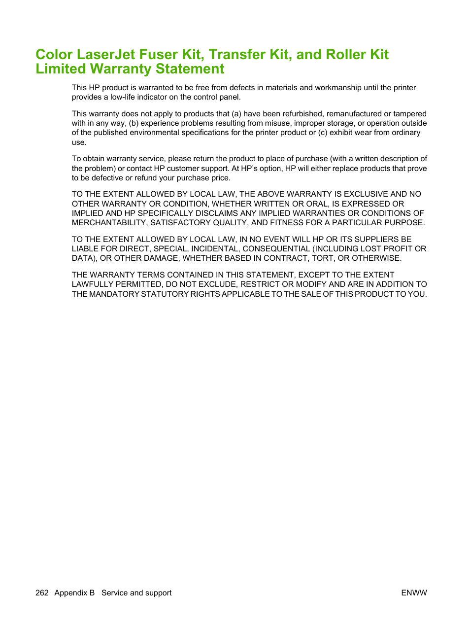 HP Color LaserJet CP6015 Printer series User Manual | Page 276 / 308