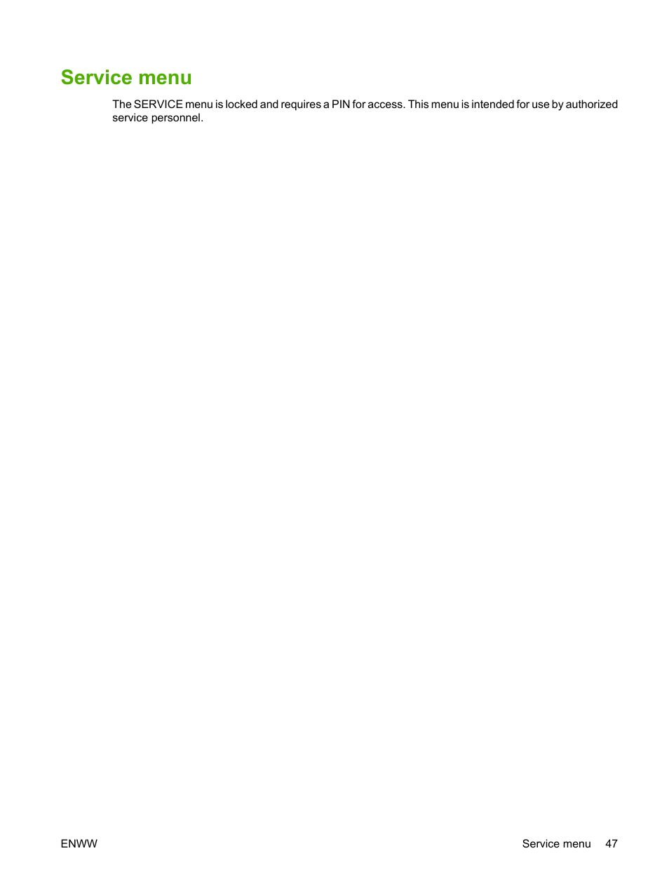 Service menu, For more information | HP Color LaserJet CP6015 Printer series User Manual | Page 61 / 308