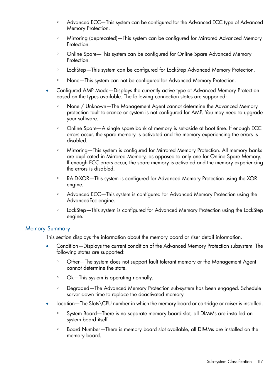 Memory summary | HP Insight Management Agents User Manual | Page 117 / 172