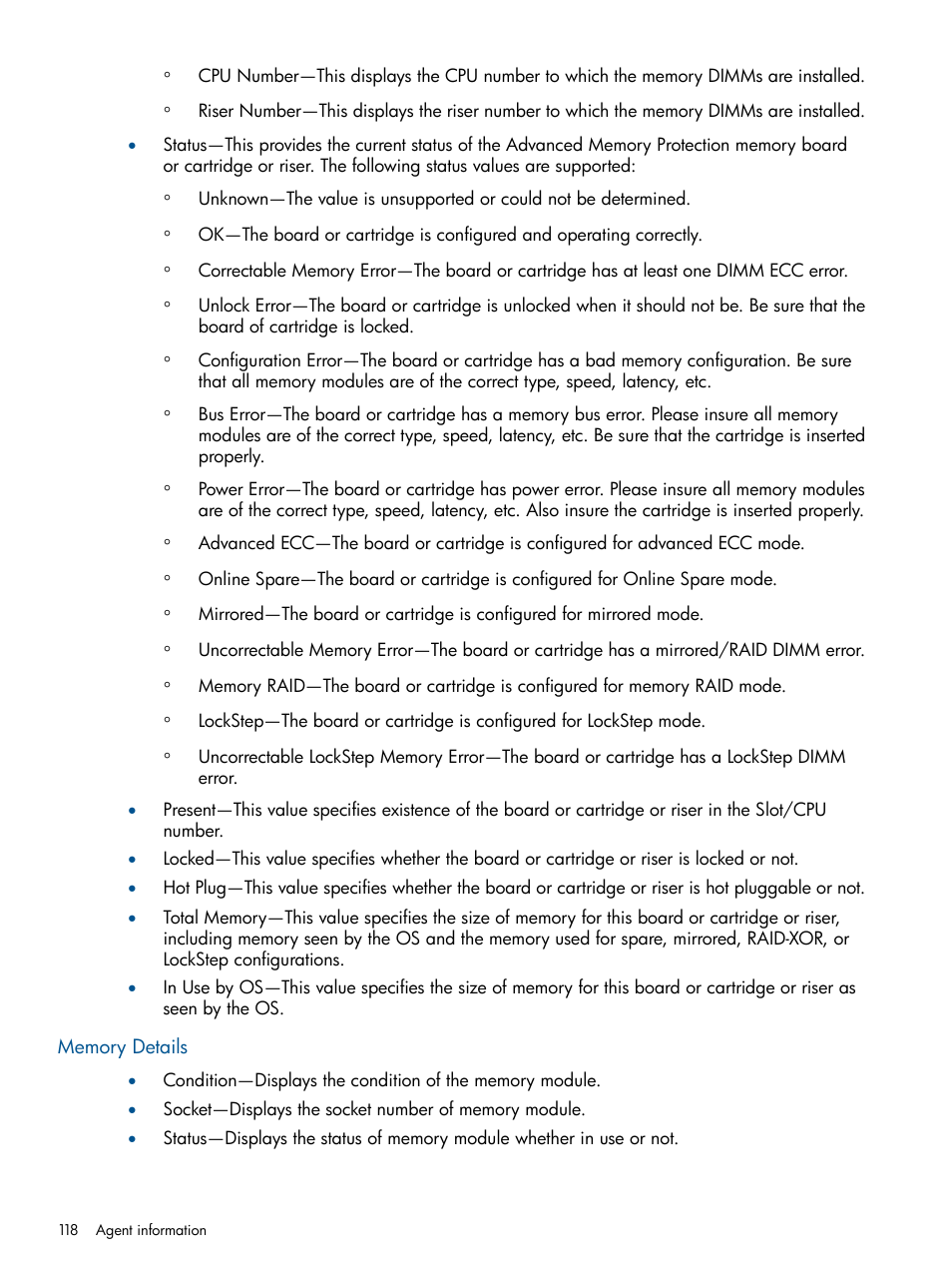 Memory details | HP Insight Management Agents User Manual | Page 118 / 172