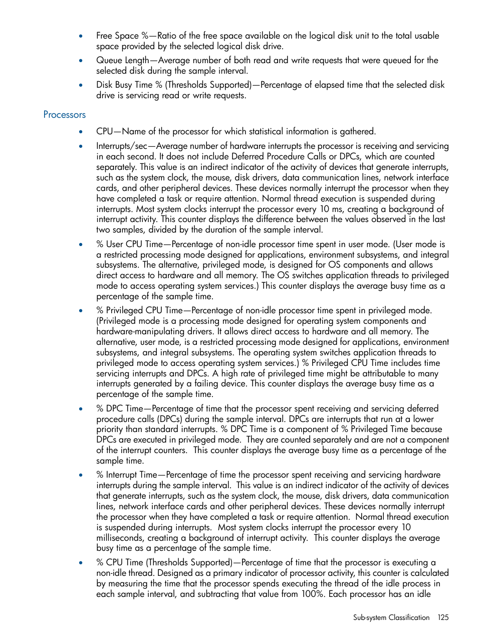 Processors | HP Insight Management Agents User Manual | Page 125 / 172