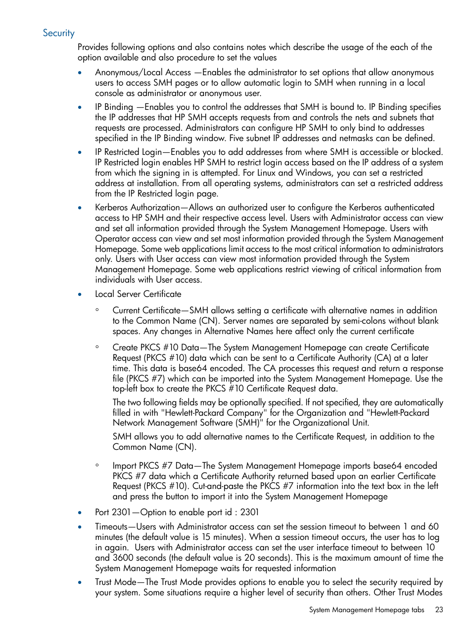 Security | HP Insight Management Agents User Manual | Page 23 / 172