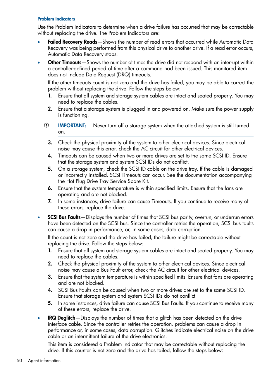 Problem indicators | HP Insight Management Agents User Manual | Page 50 / 172