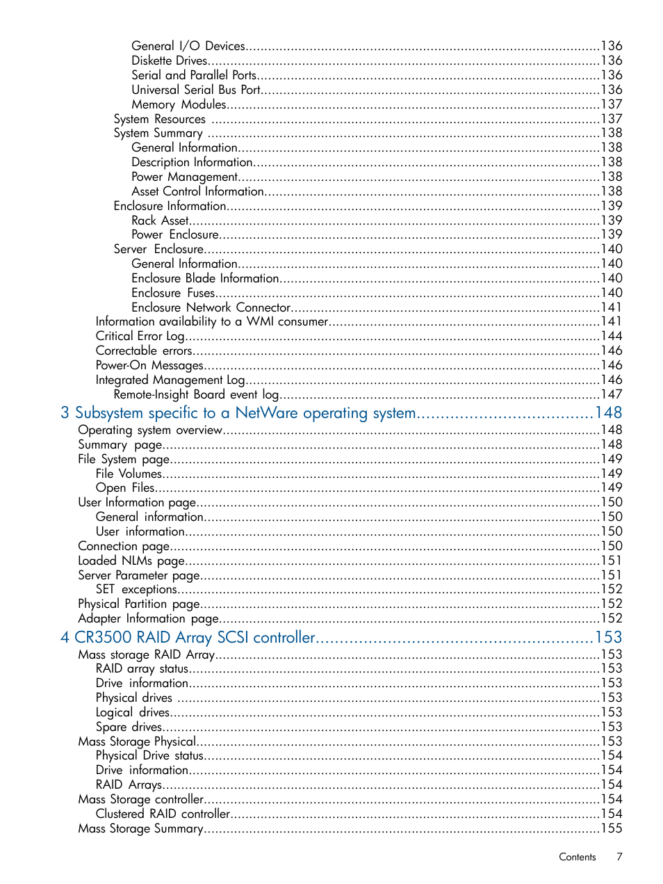 3 subsystem specific to a netware operating system | HP Insight Management Agents User Manual | Page 7 / 172