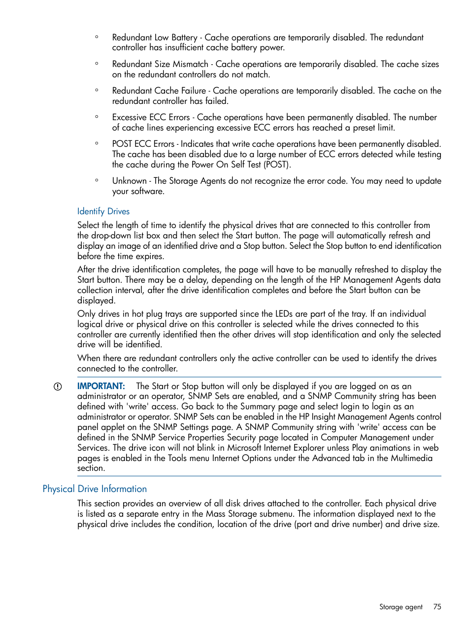 Identify drives, Physical drive information | HP Insight Management Agents User Manual | Page 75 / 172