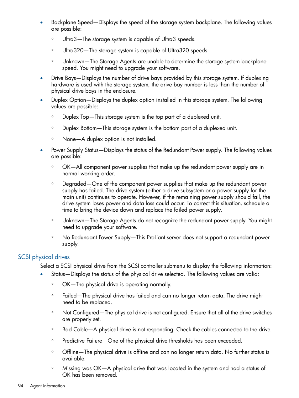 Scsi physical drives | HP Insight Management Agents User Manual | Page 94 / 172