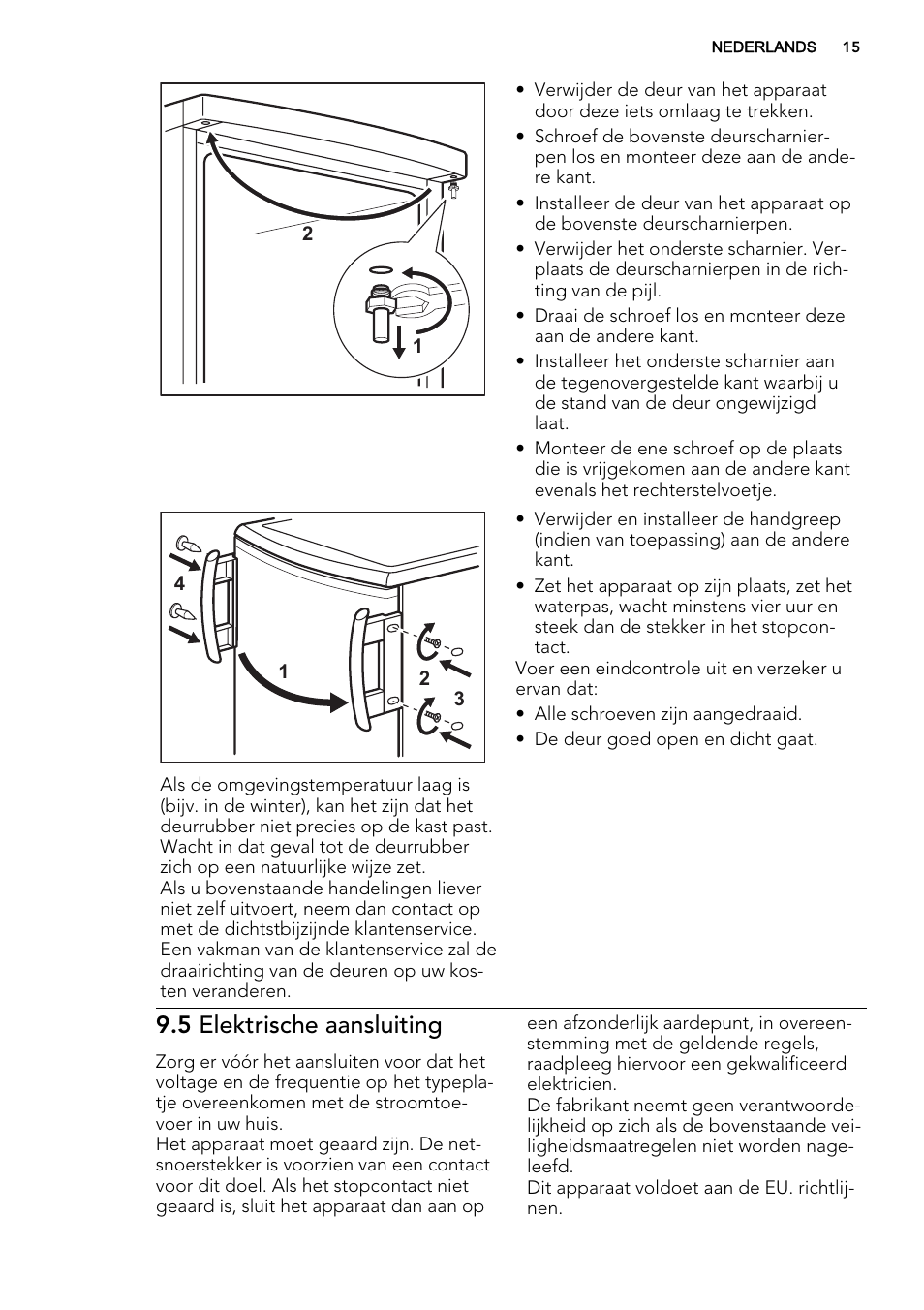 5 elektrische aansluiting | AEG A71109TSW0 User Manual | Page 15 / 68