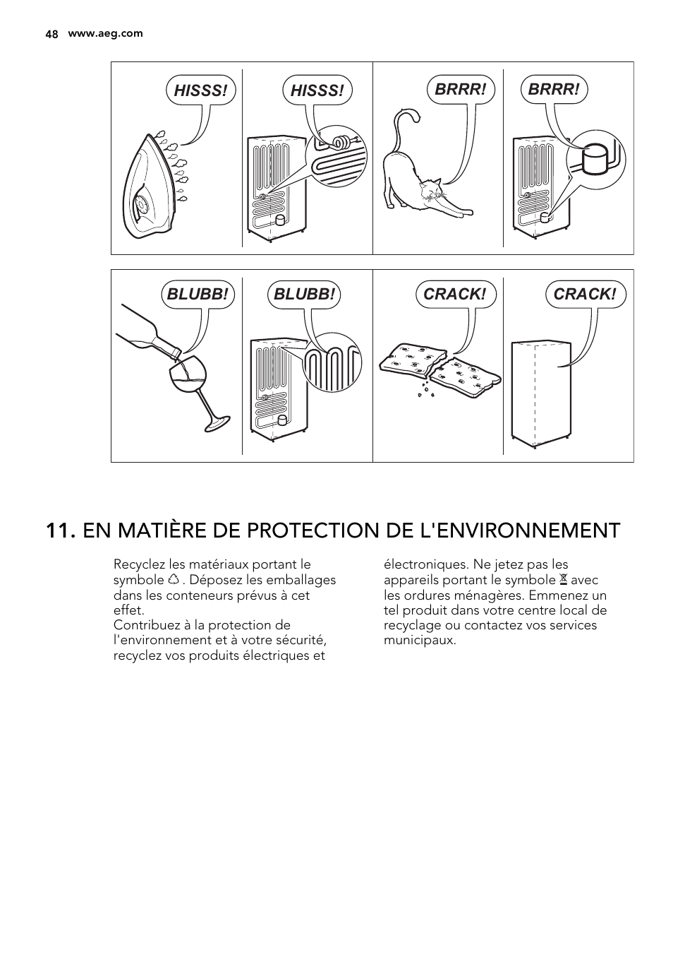 En matière de protection de l'environnement | AEG A71109TSW0 User Manual | Page 48 / 68