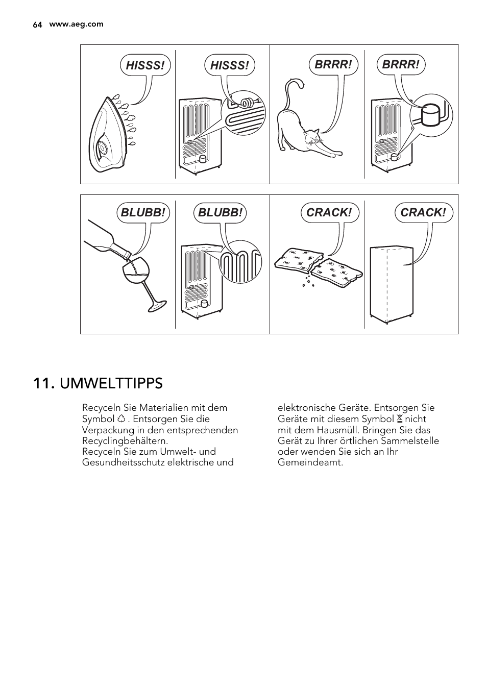 Umwelttipps | AEG A71109TSW0 User Manual | Page 64 / 68