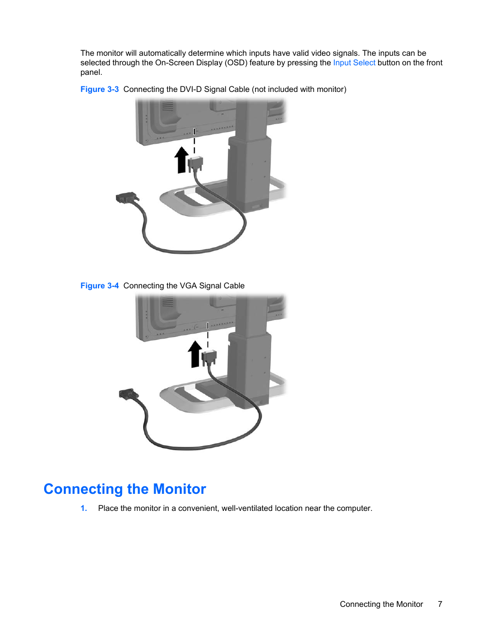 Connecting the monitor | HP L2045w 20-inch Widescreen LCD Monitor User Manual | Page 15 / 49